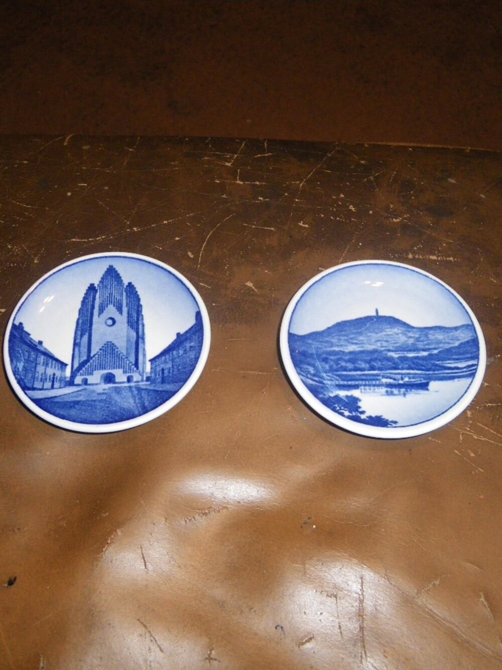 2 Vintage Decor Saucers Royal Copenhagen Denmark Grundtvigs Kirken Himmelbjerget